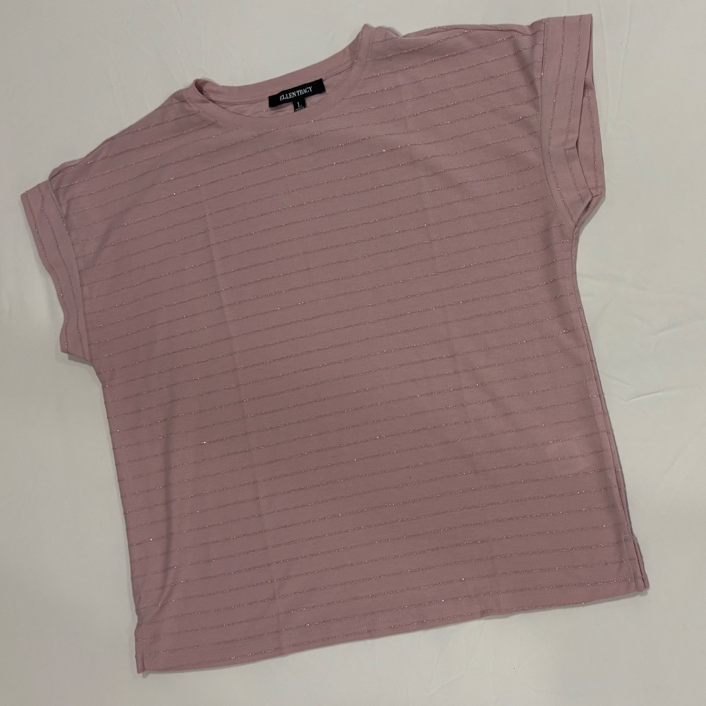Ellen Tracy Dusty Pink Short Sleeve Top. Size L - Picture 3 of 5